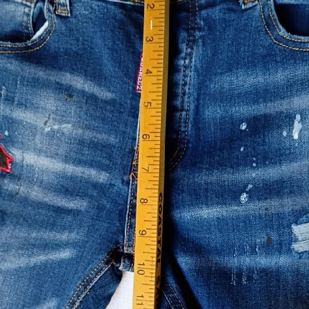 DSQUARED2 Men's Distressed Patches Blue Jeans Size EU 48